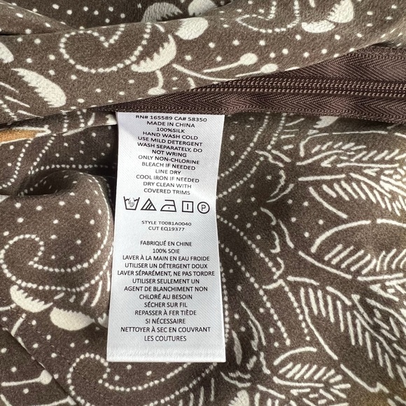 EQUIPMENT Yuna Long Sleeve Tie Waist Silk Top Size 12 - Picture 12 of 12